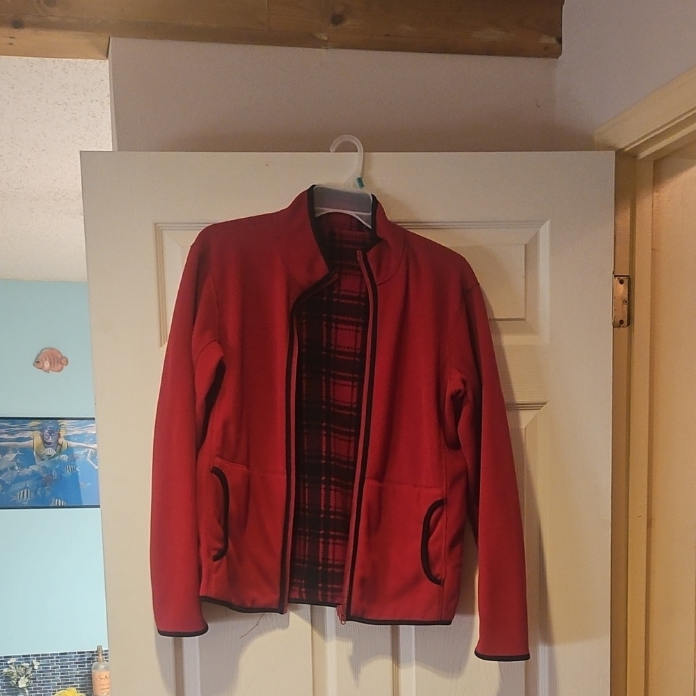 Women's Red Blazer with Plaid Lining